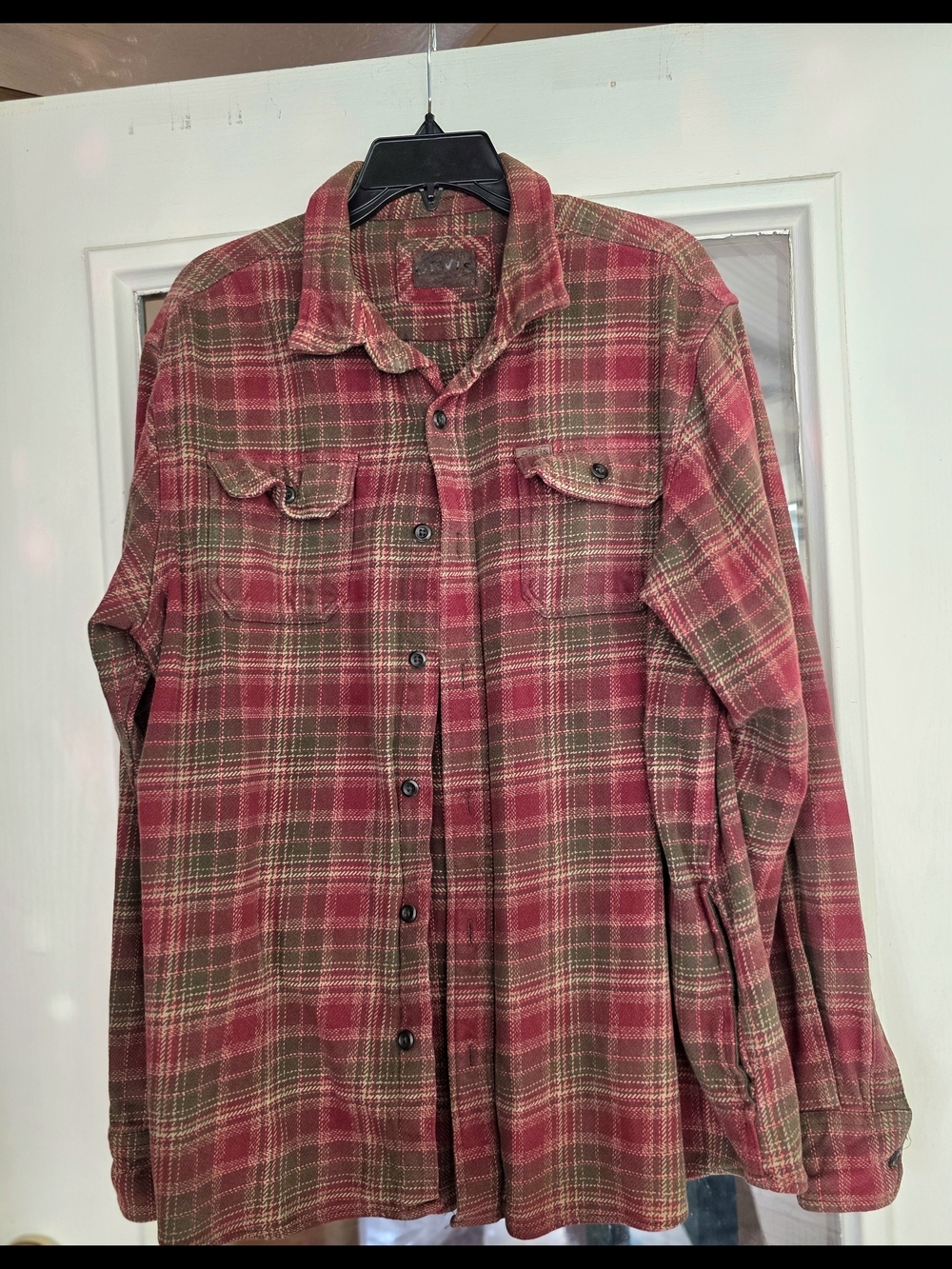 Orvis Red Olive Plaid Thick Heavy Shirt Jacket Sz XL Extra Large